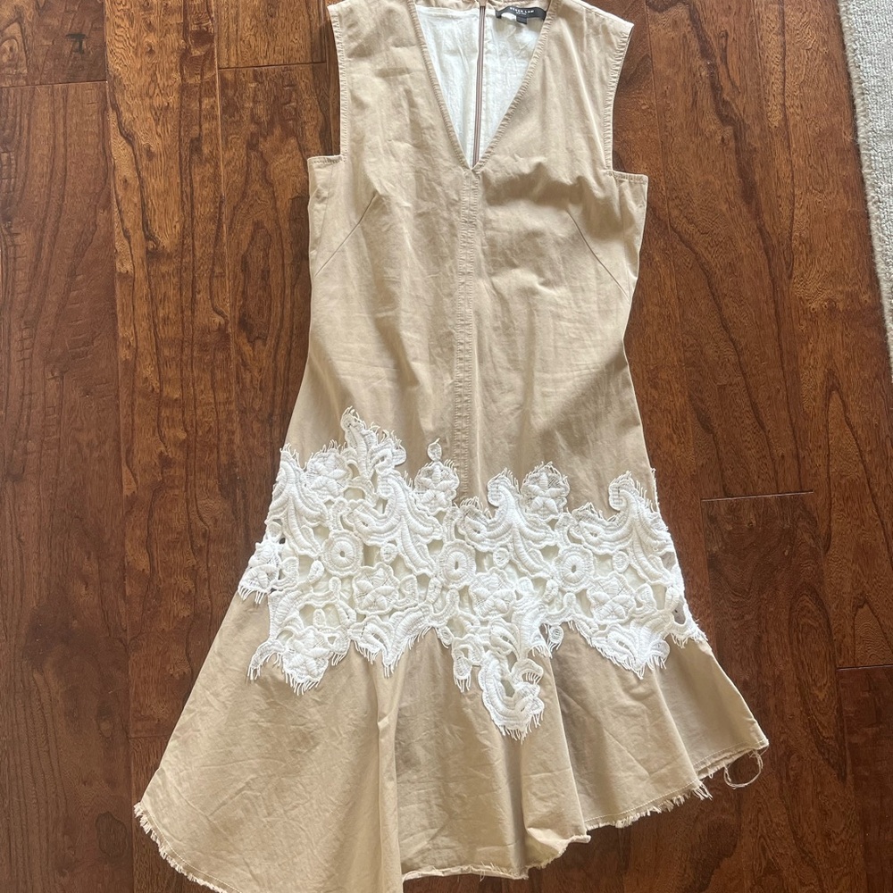 Derek Lam Tan and White Lace Dress